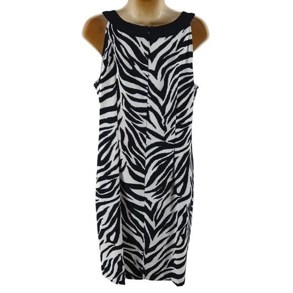 Dressbarn Black And White Zebra Print Sleeveless Dress - Picture 6 of 10